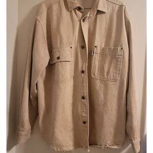 Vintage Jacket Karl Kani Beige Jeans Men 2X Denim Hip Hop 2PAC Button Up GC